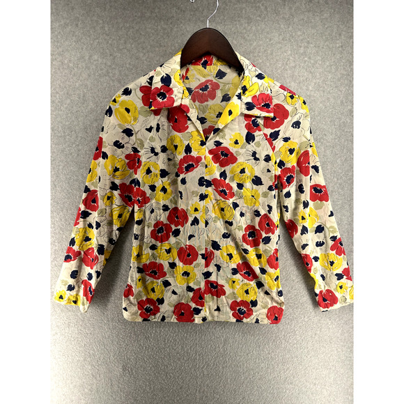 Handmade Vintage Floral Collared Blouse Small - Picture 1 of 9